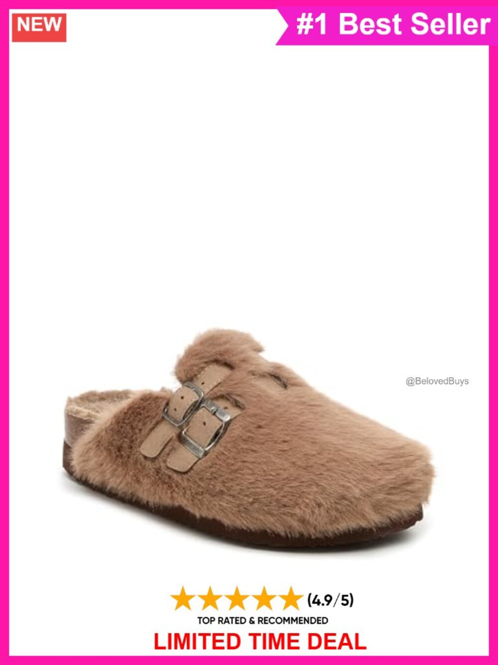 Faux Fur Lined Mules Clogs Comfort Pull-On Casual Shoes